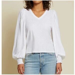 NATION Los Angeles Tabitha Puff Sleeve Tee White Organic Cotton